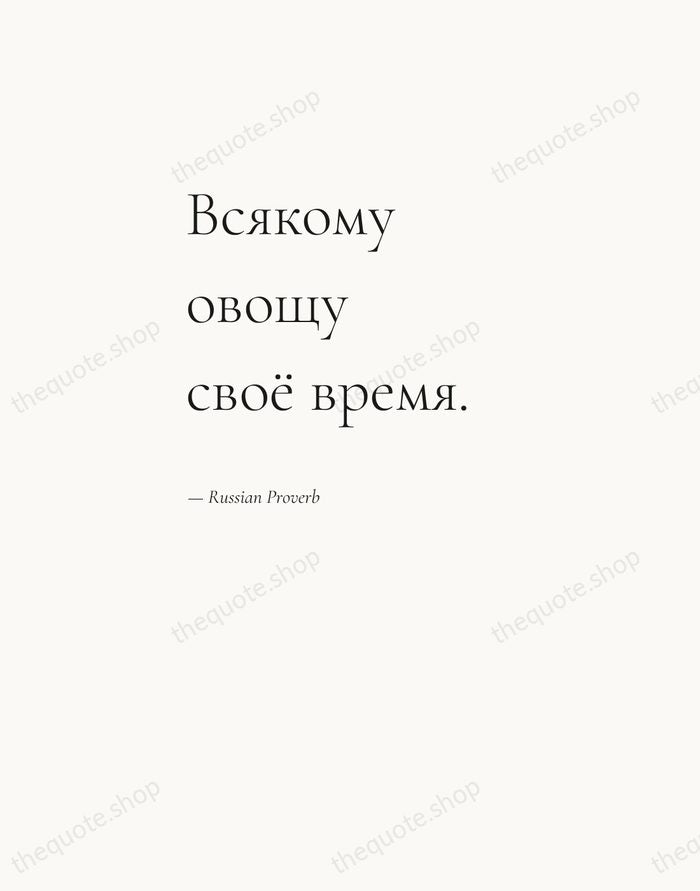 Всякому овощу своё время. — Russian Proverb — Editorial Left Serif
