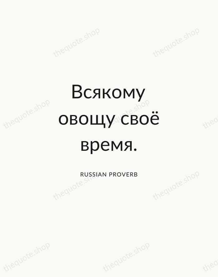 Всякому овощу своё время. — Russian Proverb — Modern Sans Calm