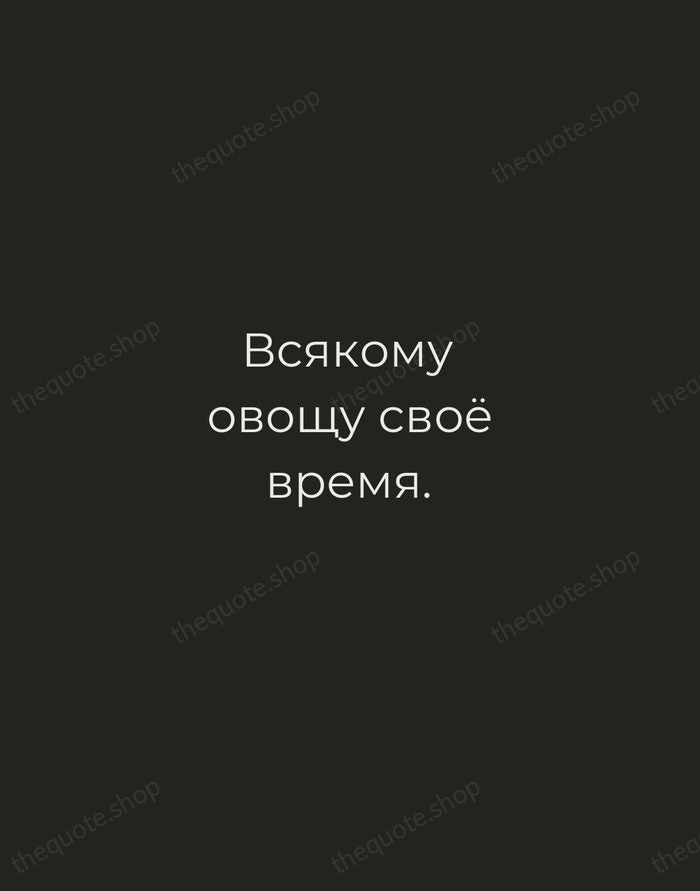 Всякому овощу своё время. — Russian Proverb — Tracked Caps Unsigned