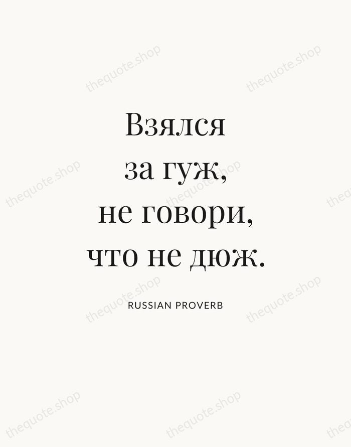 Взялся за гуж, не говори, что не дюж. — Russian Proverb — Statement Serif
