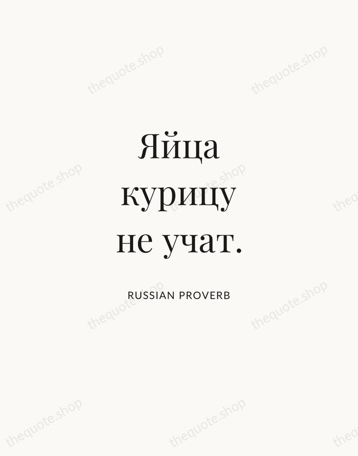 Яйца курицу не учат. — Russian Proverb | Printable Wall Art — Atelier Serif