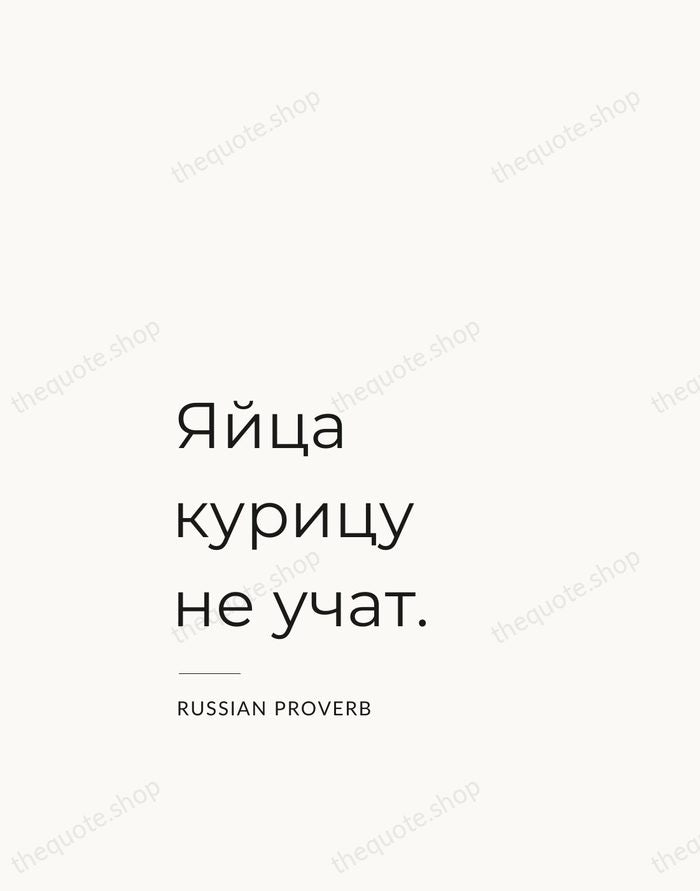 Яйца курицу не учат. — Russian Proverb — Studio Left