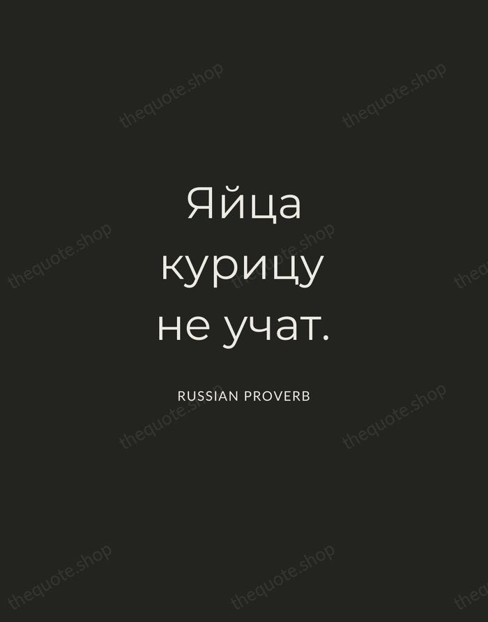 Яйца курицу не учат. — Russian Proverb — Charcoal Sans