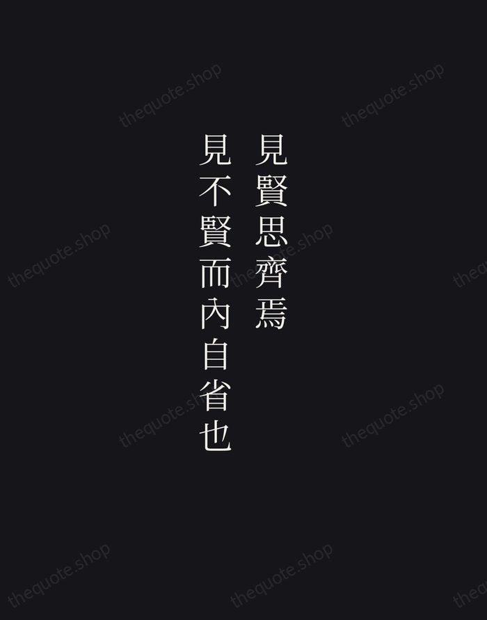 見賢思齊焉，見不賢而內自省也 — Confucius — Night Script