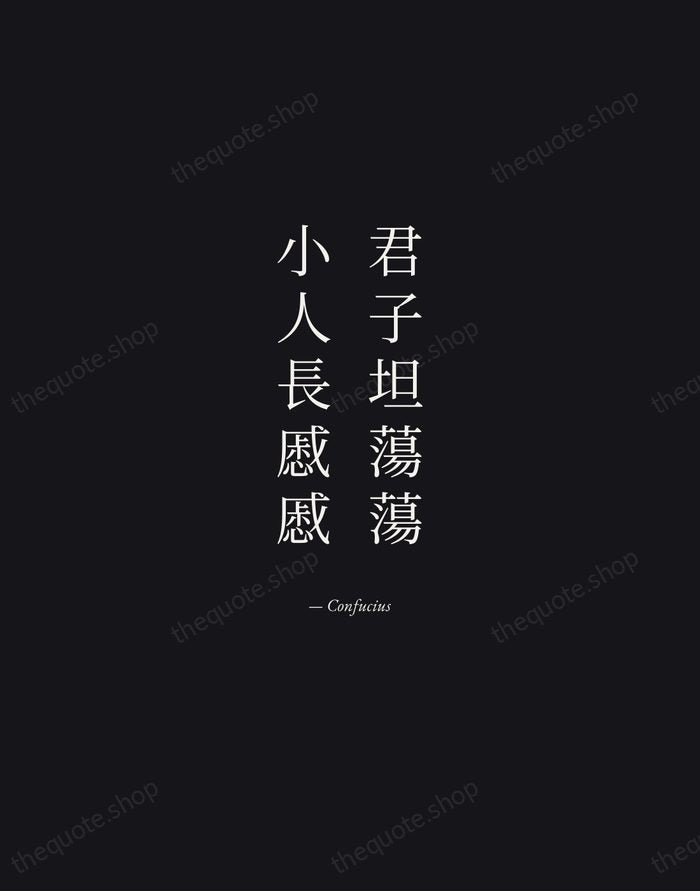 君子坦蕩蕩，小人長慼慼 — Confucius — Manuscript Italic