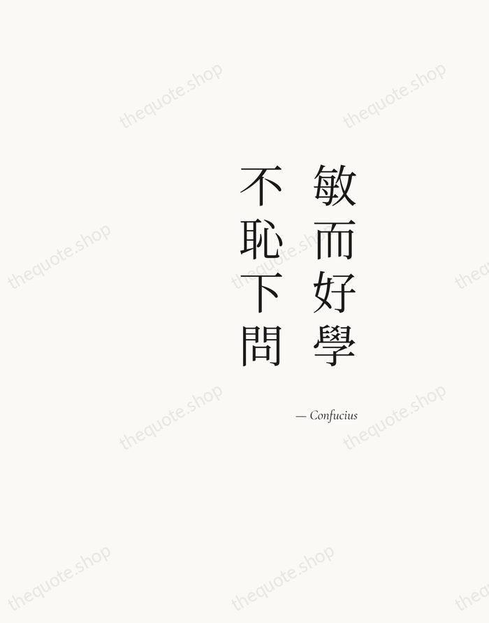 敏而好學，不恥下問 — Confucius — Soft Serif Right