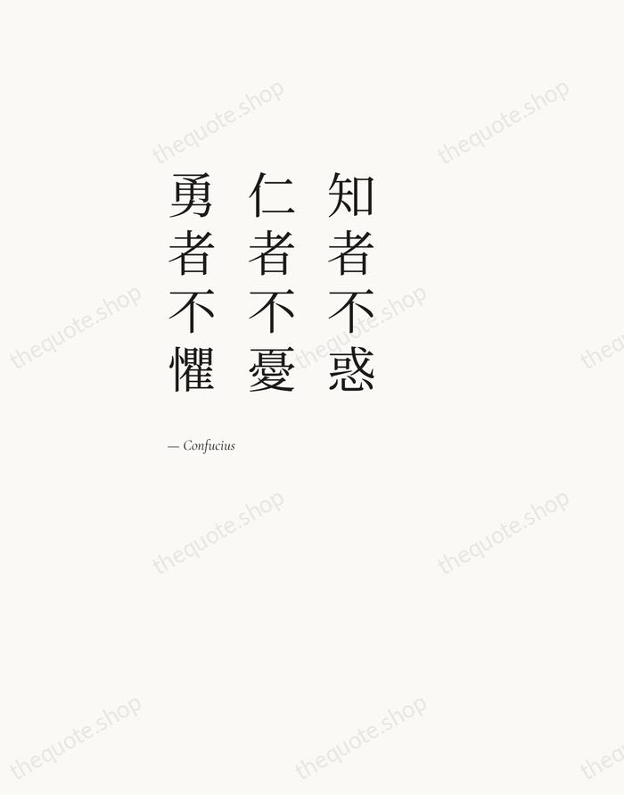 知者不惑，仁者不憂，勇者不懼 — Confucius — Editorial Left Serif
