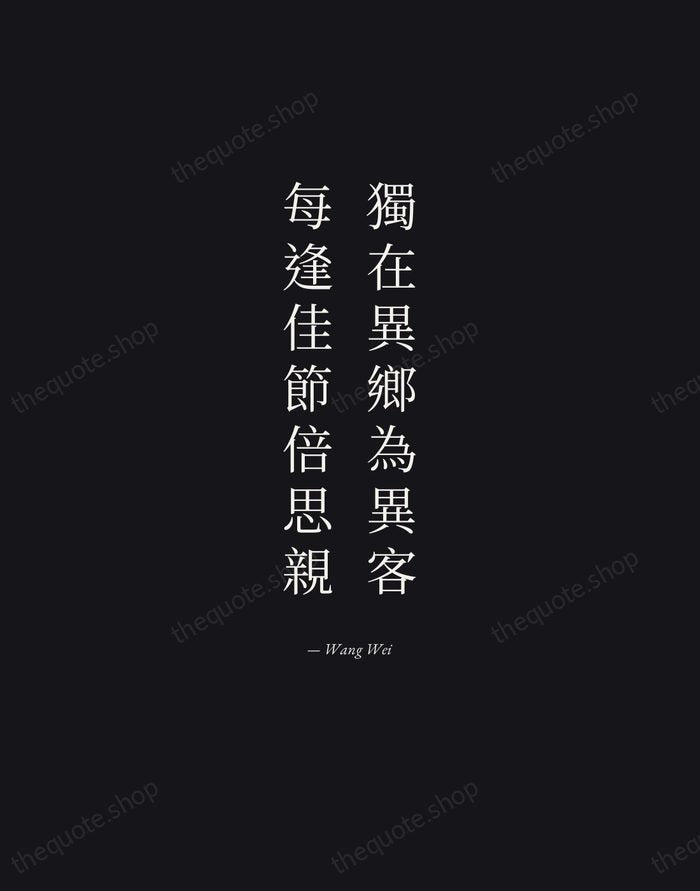 獨在異鄉為異客，每逢佳節倍思親 — Wang Wei — Manuscript Italic