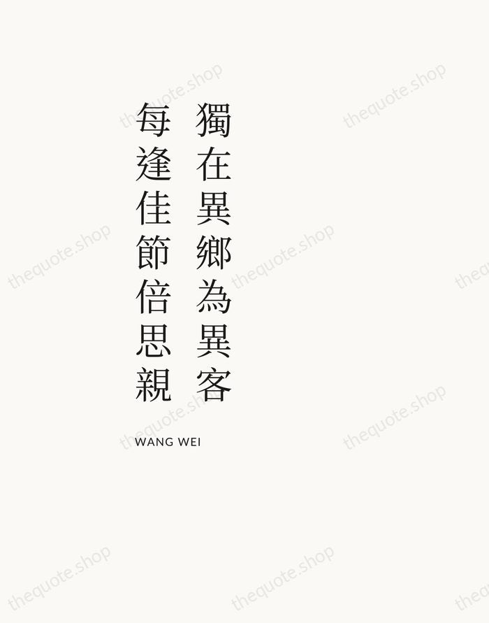 獨在異鄉為異客，每逢佳節倍思親 — Wang Wei — Asymmetric Left