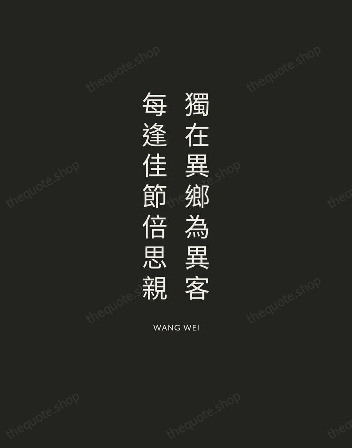獨在異鄉為異客，每逢佳節倍思親 — Wang Wei — Charcoal Sans