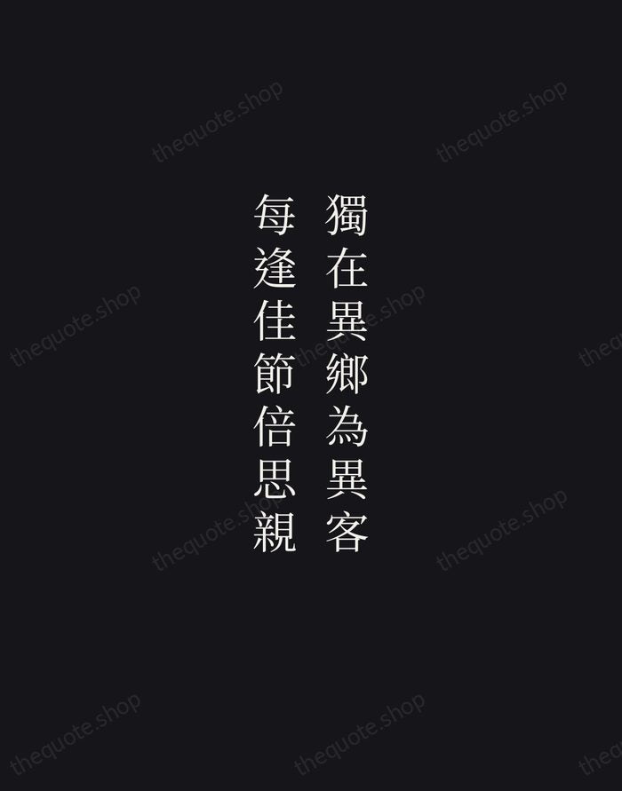 獨在異鄉為異客，每逢佳節倍思親 — Wang Wei — Night Script