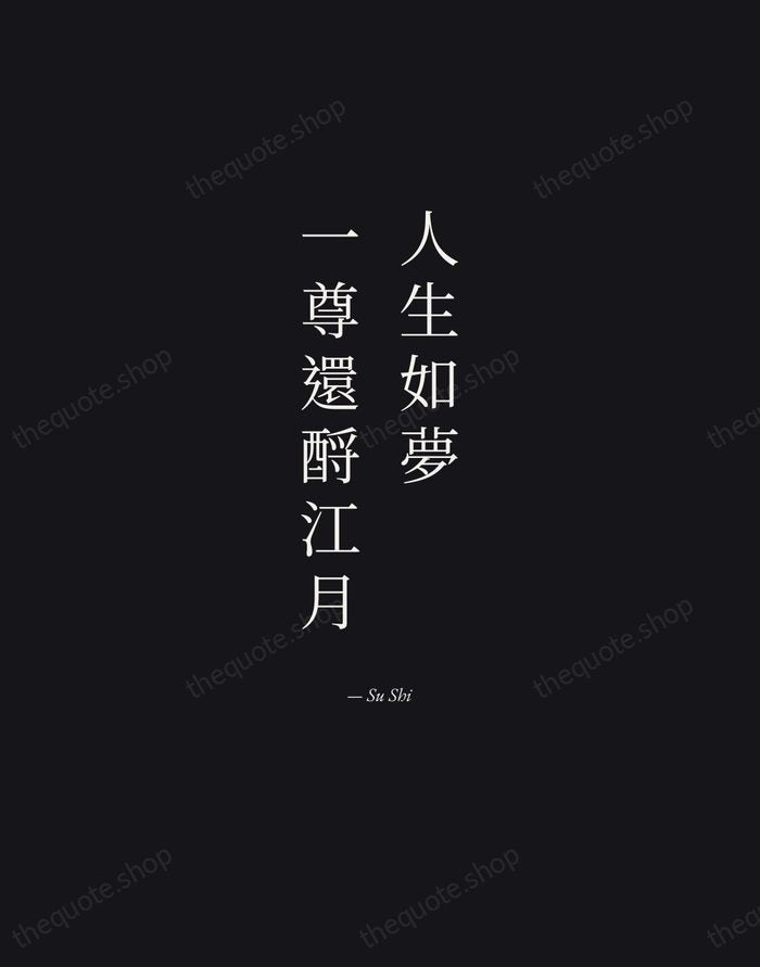 人生如夢，一尊還酹江月 — Su Shi — Manuscript Italic