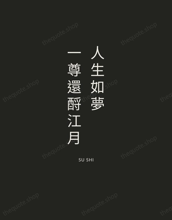 人生如夢，一尊還酹江月 — Su Shi — Charcoal Sans