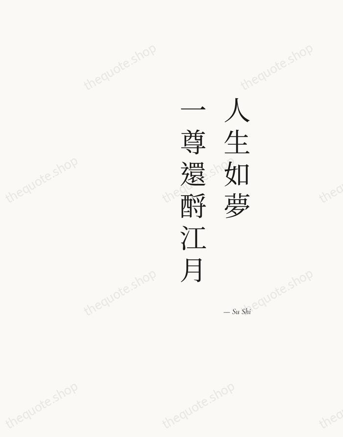 人生如夢，一尊還酹江月 — Su Shi — Soft Serif Right