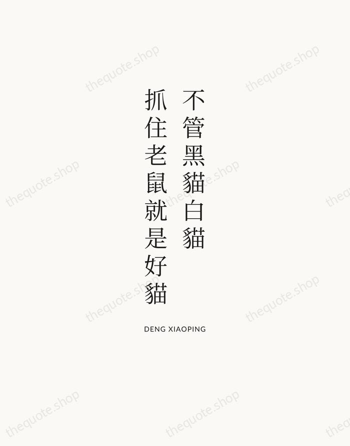不管黑貓白貓，抓住老鼠就是好貓 — Deng Xiaoping | Printable Wall Art — Atelier Serif