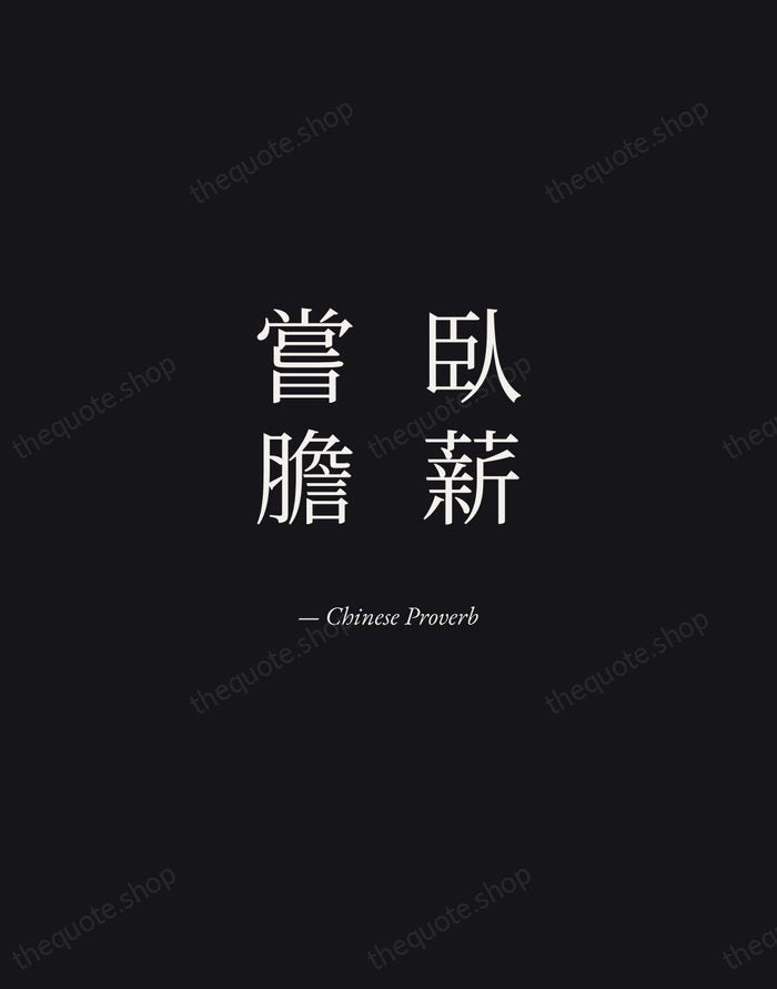 臥薪嘗膽 — Chinese Proverb — Manuscript Italic
