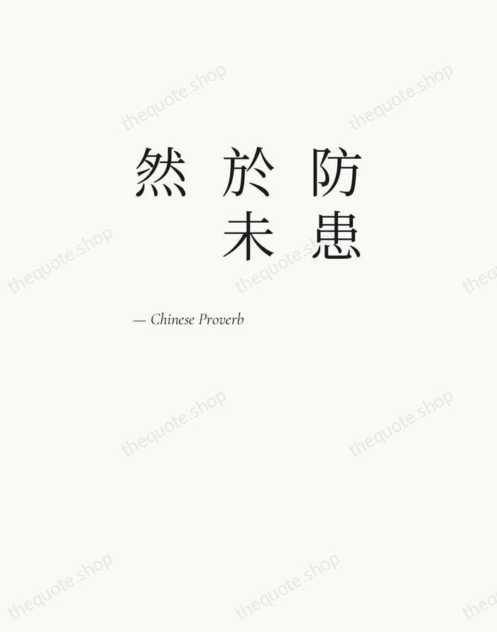 防患於未然 — Chinese Proverb — Editorial Left Serif
