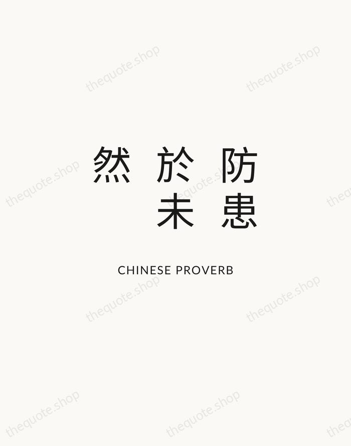 防患於未然 — Chinese Proverb — Modern Sans Calm