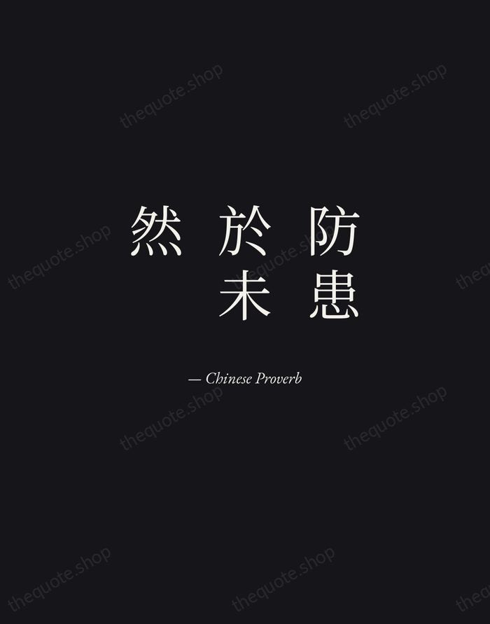防患於未然 — Chinese Proverb — Manuscript Italic