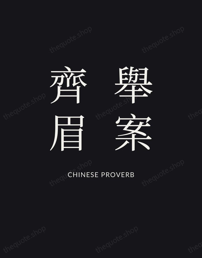 舉案齊眉 — Chinese Proverb | Printable Wall Art — Poster Condensed